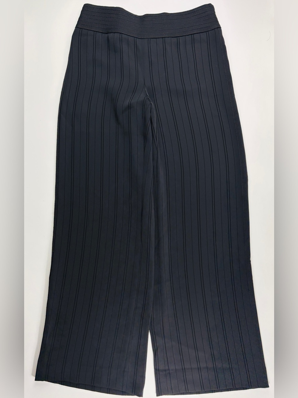 Armani Collezioni 2004 Black Tonal Stripe Wide Leg Trousers Pants, Sz 6
